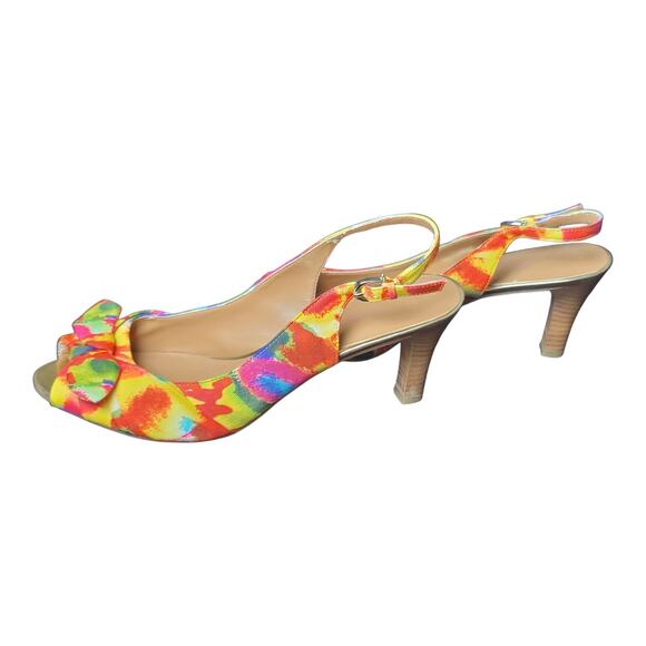 Etienne Aigner Multicolored Floral Sling-back Open Toe Heels Women's Size 10 US - Picture 4 of 8